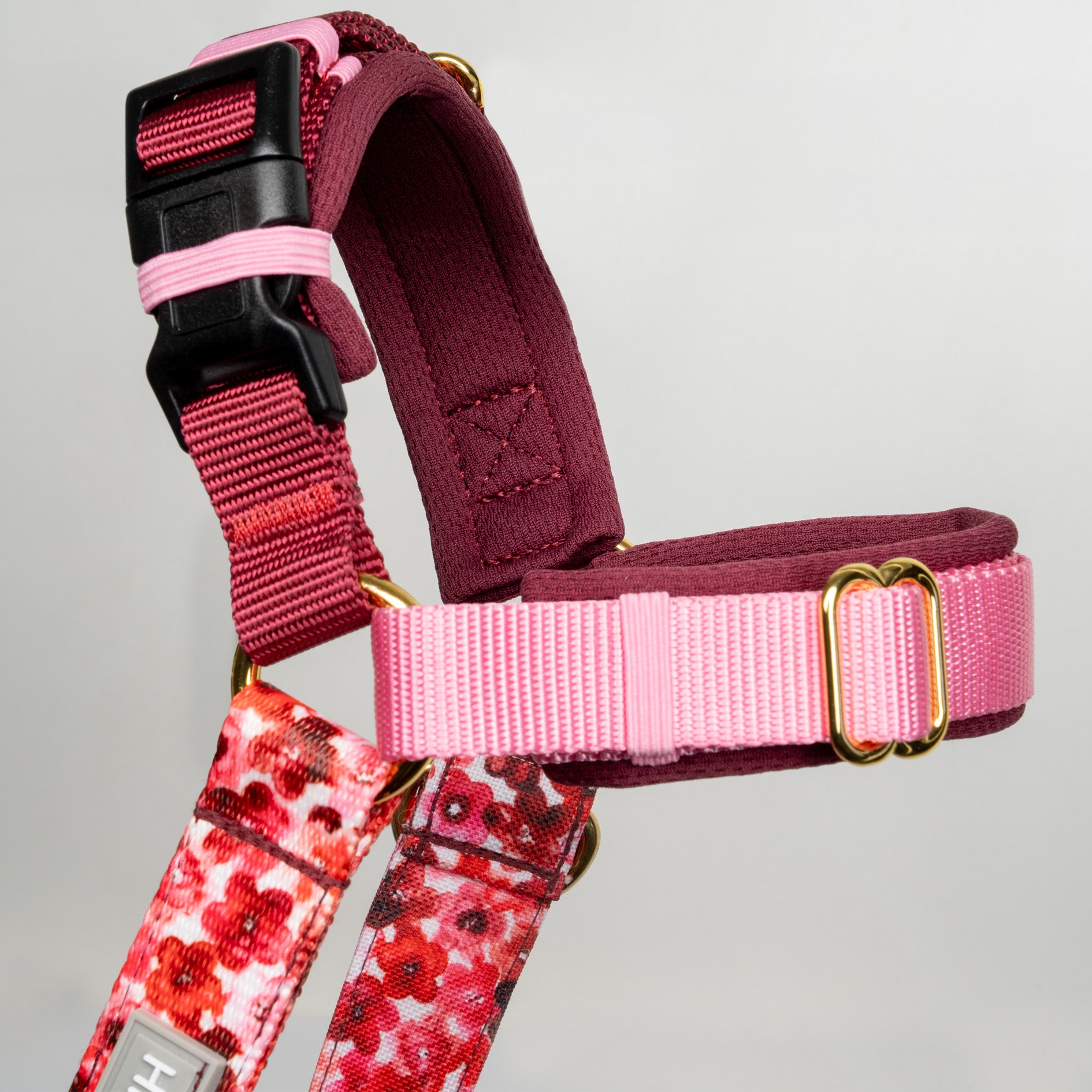 Harnais rose/bordeaux